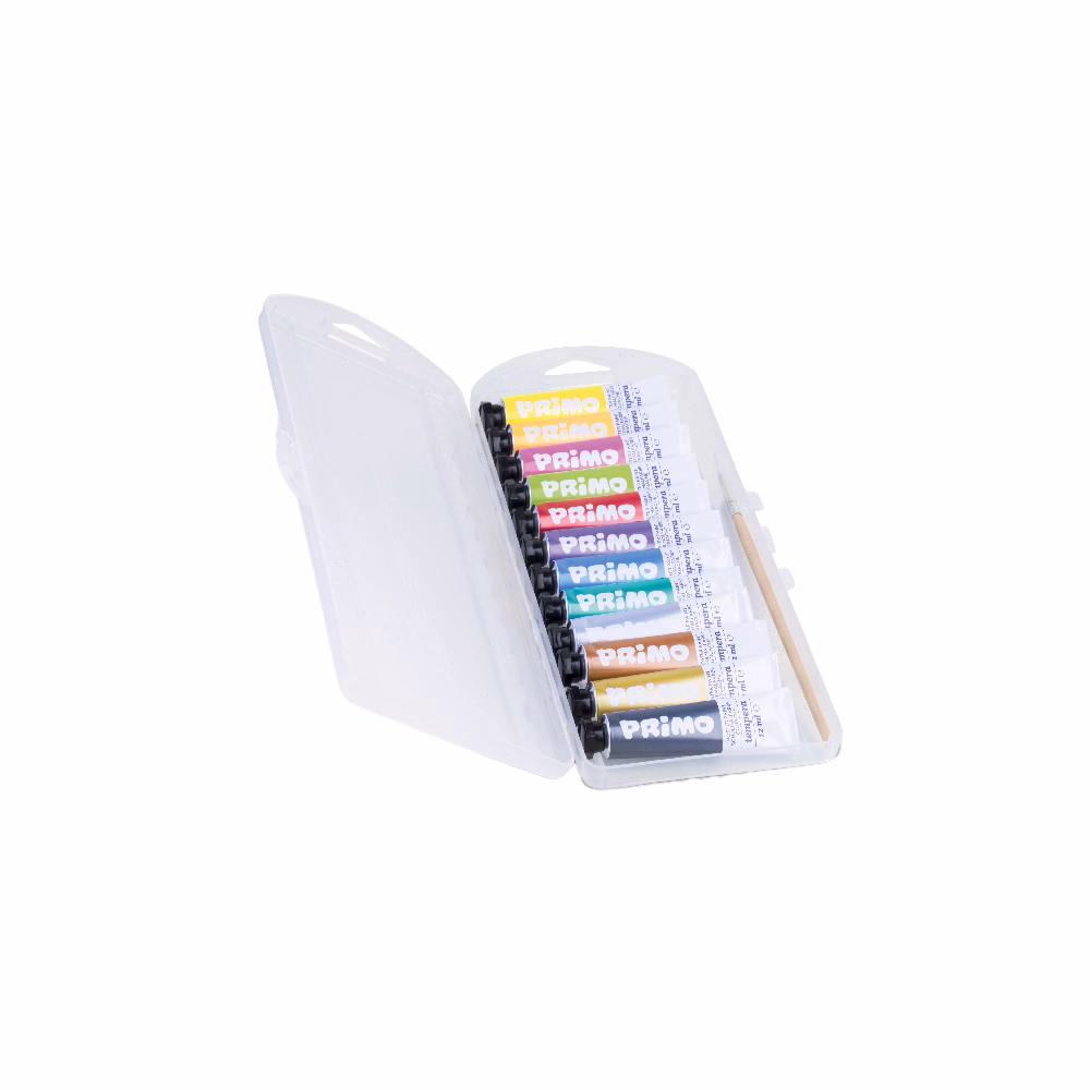 Tempera PRIMO 12 ml 4 neon + 8 metál 12 szín/készlet