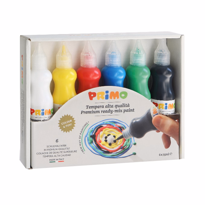 Tempera PRIMO 75 ml vegyes 6 szín/készlet