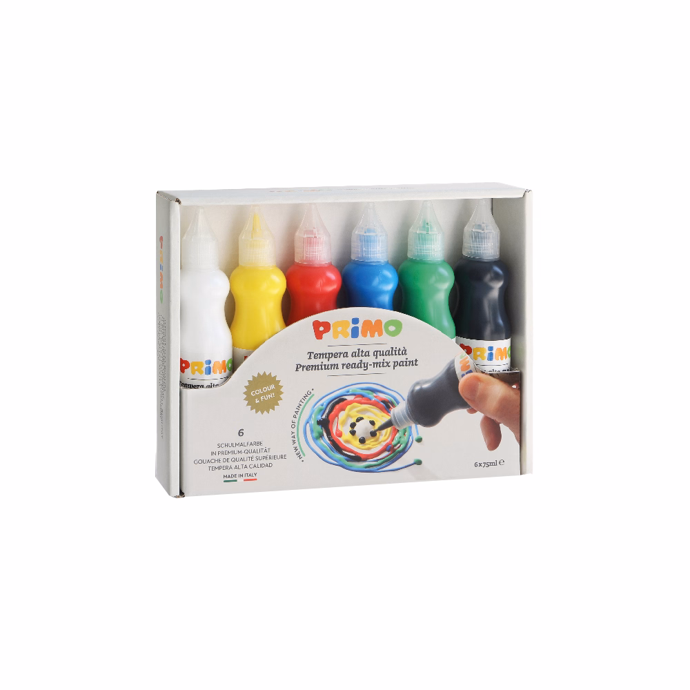 Tempera PRIMO 75 ml vegyes 6 szín/készlet