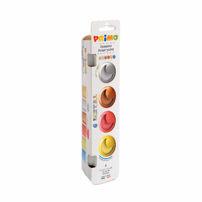 Tempera PRIMO tégelyes metál 6 szín/készlet