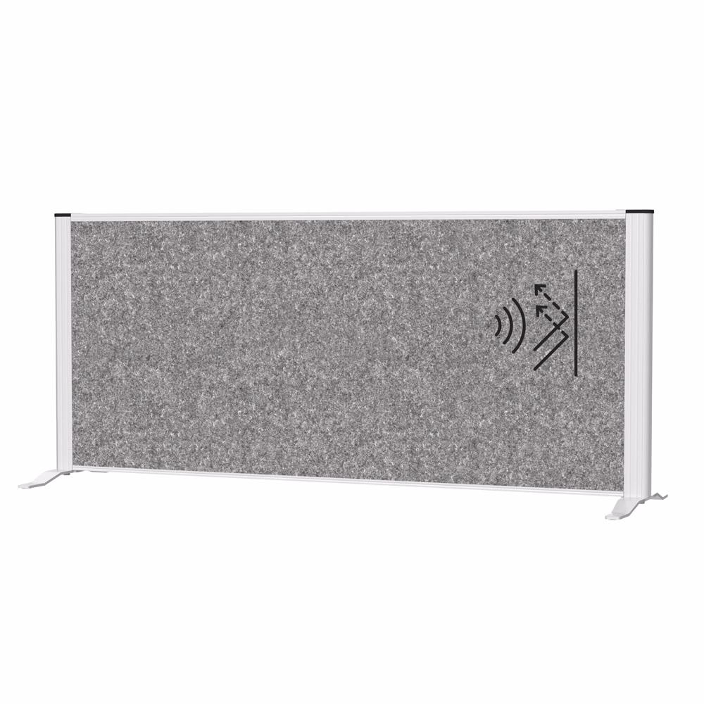 Térelválasztó MAUL asztali szürke zajfogó ezüst kerettel talppal 120x50 cm