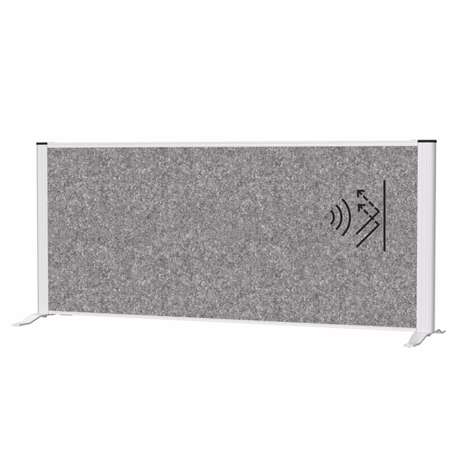 Térelválasztó MAUL asztali szürke zajfogó ezüst kerettel talppal 120x50 cm