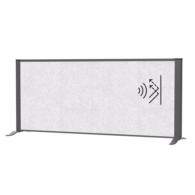 Térelválasztó MAUL asztali világosszürke zajfogó antracit kerettel talppal 120x50 cm