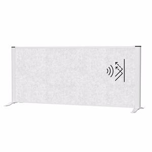 Térelválasztó MAUL asztali világosszürke zajfogó ezüst kerettel talppal 120x50 cm