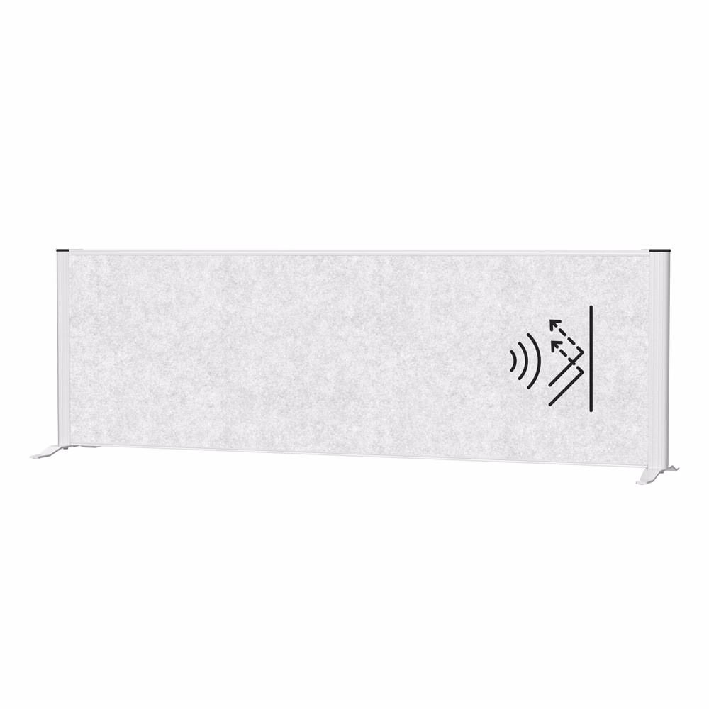 Térelválasztó MAUL asztali világosszürke zajfogó ezüst kerettel talppal 160x50 cm