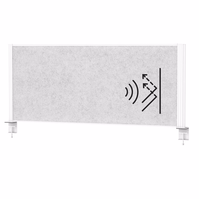 Térelválasztó MAUL asztali világosszürke zajfogó fehér kerettel 120x50 cm
