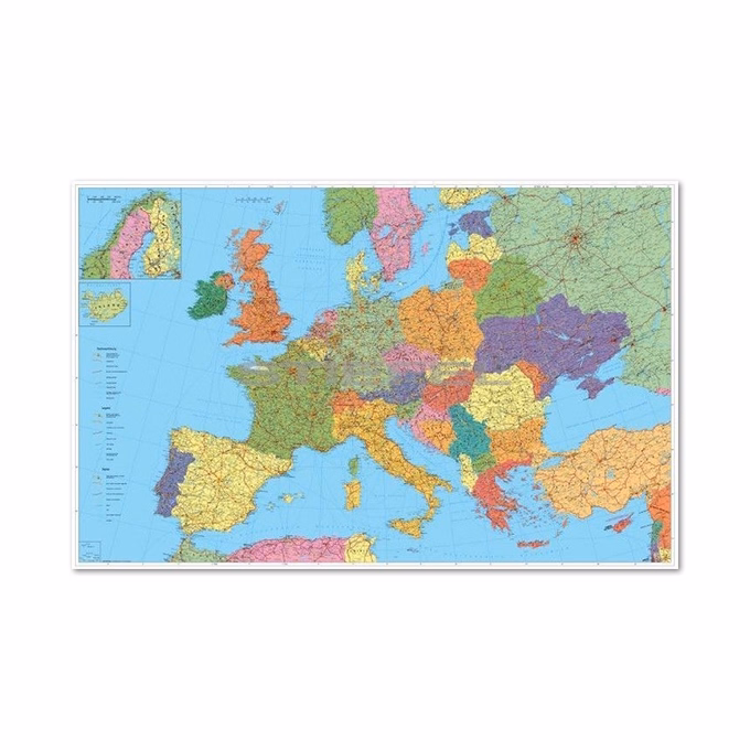 Térkép STIEFEL Európa nemzetközi 140 x 100 cm fémkeretes tűzhető