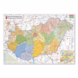 Térkép STIEFEL Magyarország közigazgatása 70 x 100 cm fémléces kiad.év 2023.
