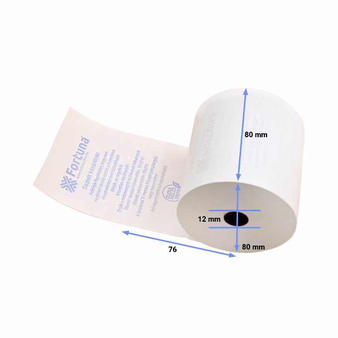 Thermo tekercs FORTUNA Premium 55 g 80x80mm/12 76 fm BPA mentes