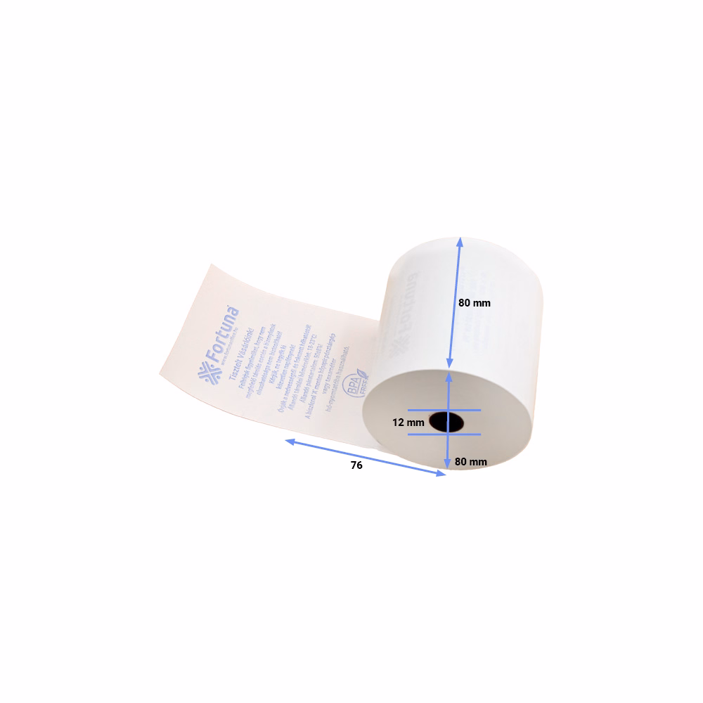 Thermo tekercs FORTUNA Premium 55 g 80x80mm/12 76 fm BPA mentes