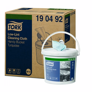 Tisztítókendő hajtogatott TORK szöszszegény hordozható vödörben W10 200 db 1 rétegű