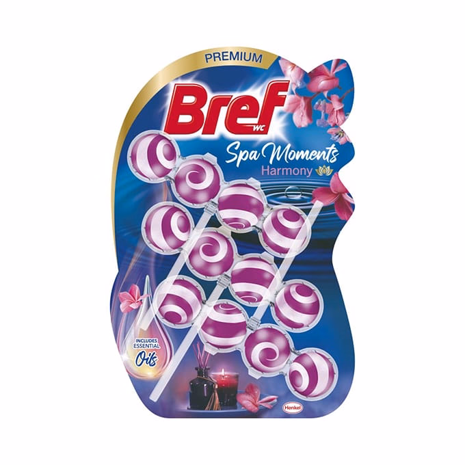 Toalett illatosító golyó BREF Wellness Harmony 3x50 g