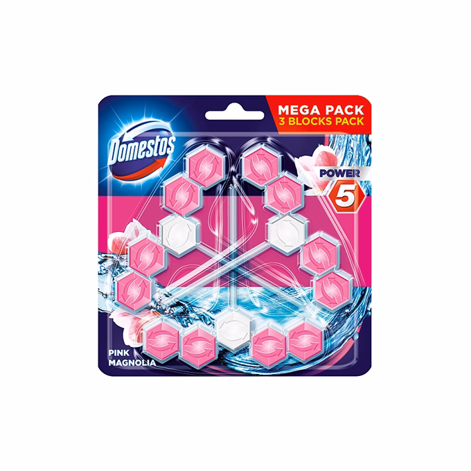 Toalett öblítő DOMESTOS Power5 Pink Magnolia 3x50 g