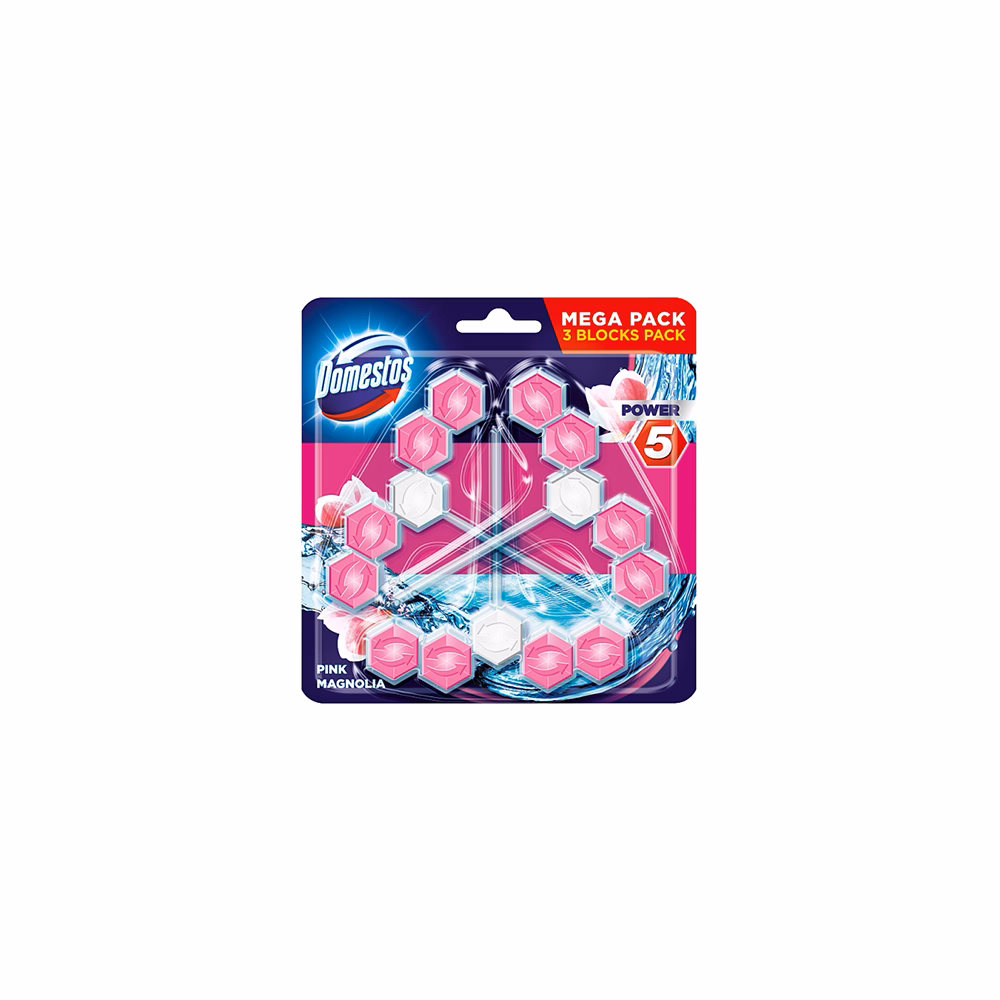 Toalett öblítő DOMESTOS Power5 Pink Magnolia 3x50 g