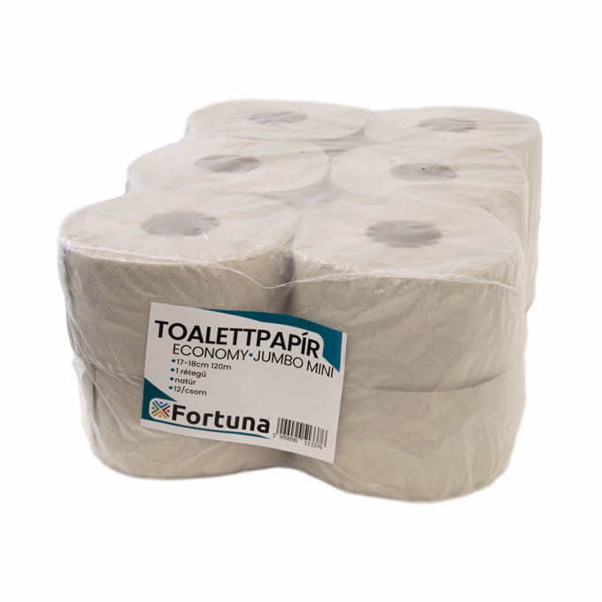 Toalettpapír FORTUNA Economy Jumbo mini 17-18cm 120m 1 rétegű natúr 12/csom