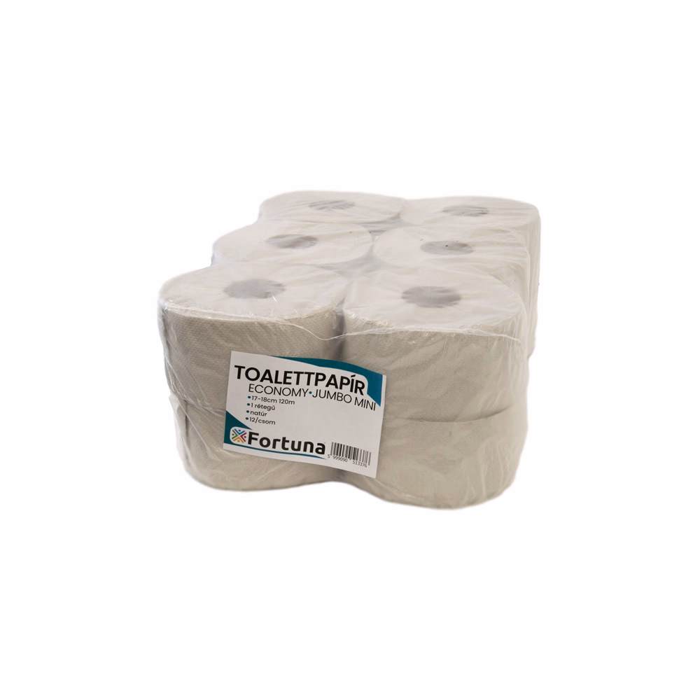 Toalettpapír FORTUNA Economy Jumbo mini 17-18cm 120m 1 rétegű natúr 12/csom