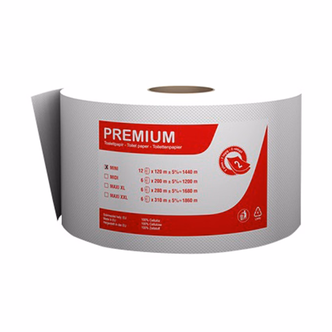 Toalettpapír FORTUNA Premium Jumbo mini tekercses 2 rétegű 19cm 120 m hófehér 12/csom