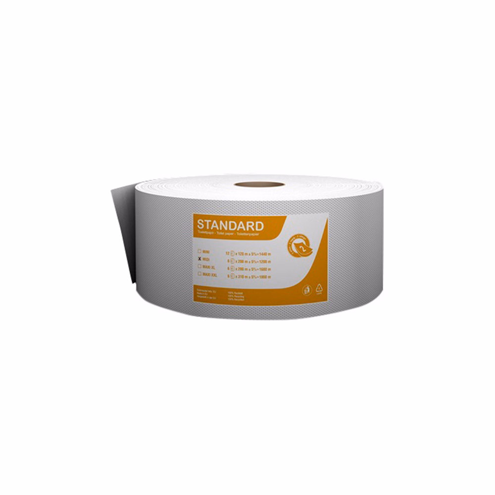 Toalettpapír FORTUNA Standard Jumbo midi 23 cm 2 rétegű 180 m fehér 6 tekercs/csomag