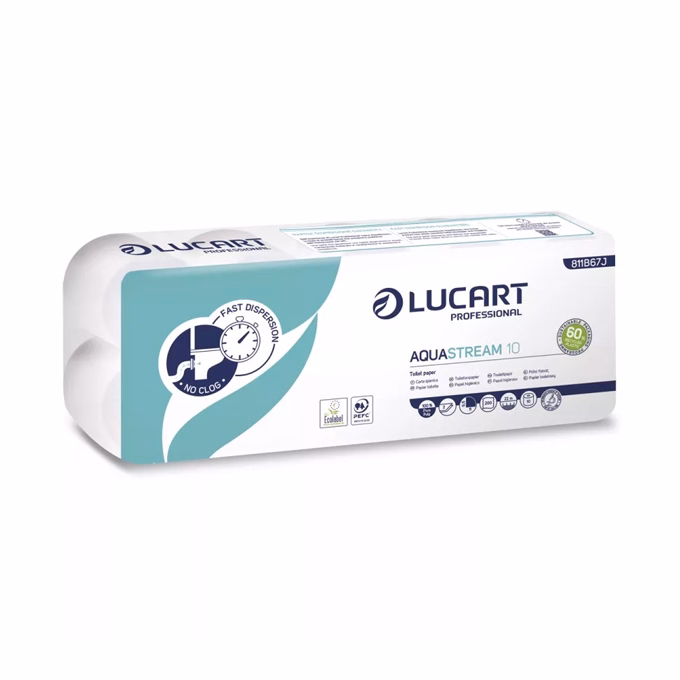 Toalettpapír Lucart Aquastream fehér 10 tekercses 2 rétegű