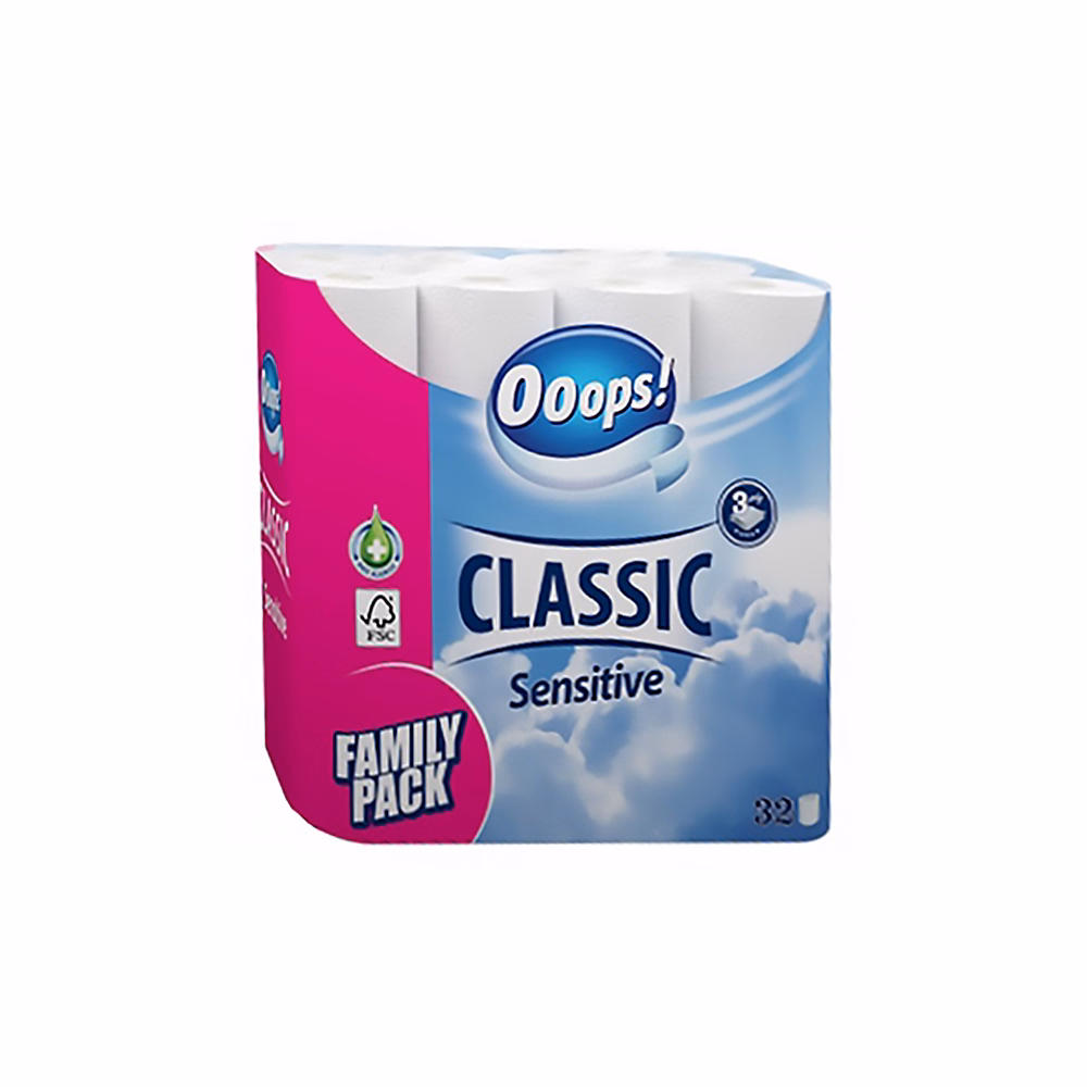 Toalettpapír OOOPS! Classic Sensitive 3 rétegű 32 tekercs