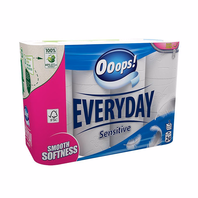 Toalettpapír OOOPS! Everyday 3 rétegű 24 tekercses Sensitive