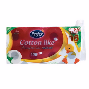 Toalettpapír PERFEX Cotton Comfort Line natural 3 rétegű 16 tekercses
