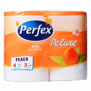 Toalettpapír PERFEX Deluxe 3 rétegű 4 tekercses barack