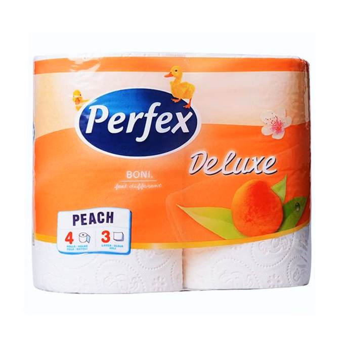 Toalettpapír PERFEX Deluxe 3 rétegű 4 tekercses barack