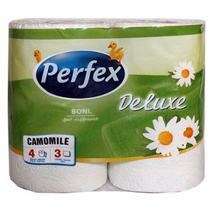 Toalettpapír PERFEX Deluxe 3 rétegű 4 tekercses kamilla Toalettpapír PERFEX Deluxe 3 rétegű 4 tekercses kamilla