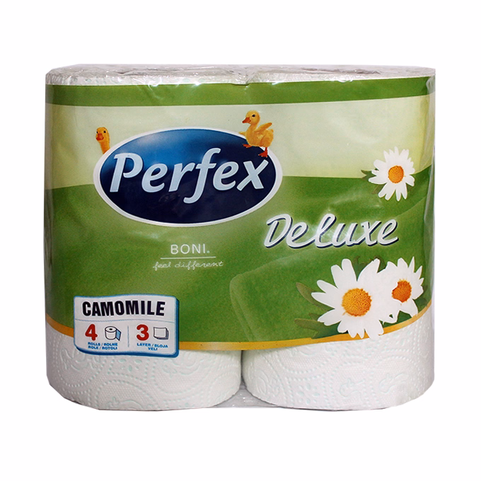 Toalettpapír PERFEX Deluxe 3 rétegű 4 tekercses kamilla Toalettpapír PERFEX Deluxe 3 rétegű 4 tekercses kamilla