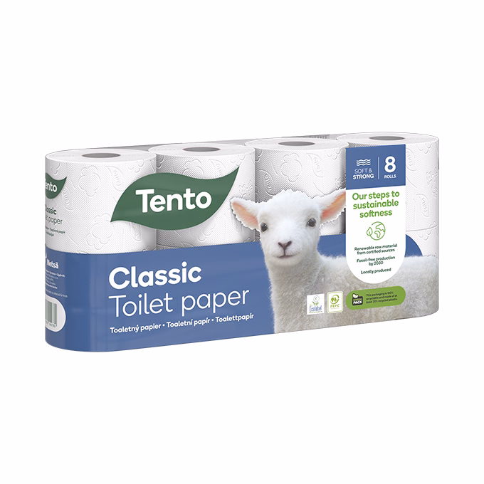 Toalettpapír TENTO Classic fehér 8 tekercses 3 rétegű