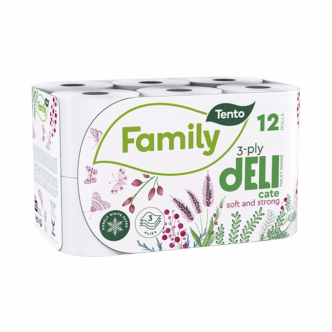 Toalettpapír TENTO Deli fehér 12 tekercses 3 rétegű