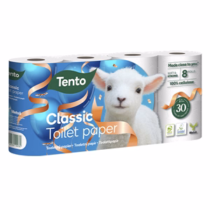 Toalettpapír TENTO Deli fehér 8 tekercses 3 rétegű