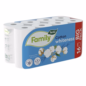 Toalettpapír TENTO Family cotton white fehér 16 tekercses 2 rétegű