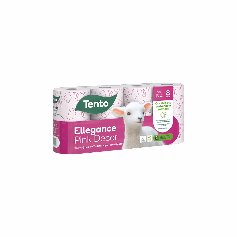 Toalettpapír TENTO Family pink dekor mintás 8 tekercses 3 rétegű