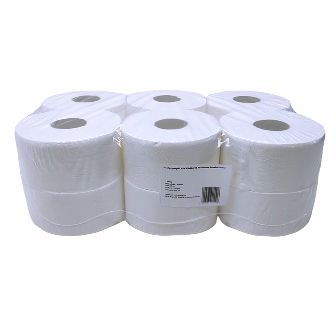 Toalettpapír VECTRALINE Standard Jumbo mini 19 cm 2 rétegű 100 m 100% cellulóz hófehér 12 tekercs/csomag