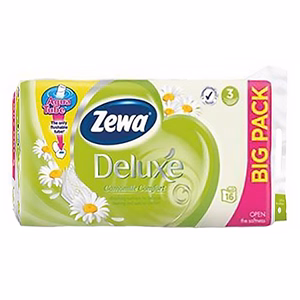 Toalettpapír ZEWA Deluxe 3 rétegű 16 tekercses Camomile Toalettpapír ZEWA Deluxe 3 rétegű 16 tekercses Camomile