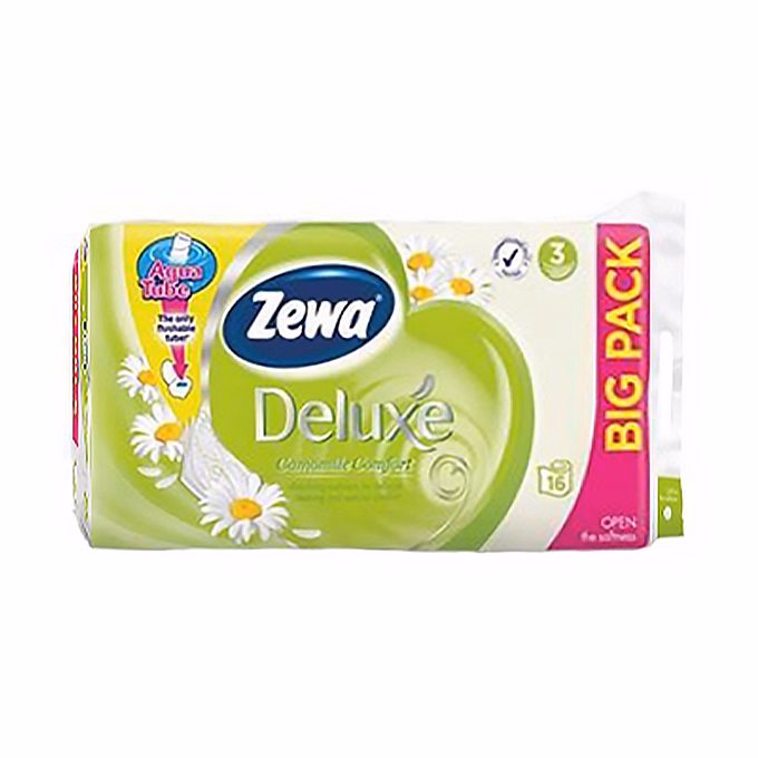 Toalettpapír ZEWA Deluxe 3 rétegű 16 tekercses Camomile Toalettpapír ZEWA Deluxe 3 rétegű 16 tekercses Camomile
