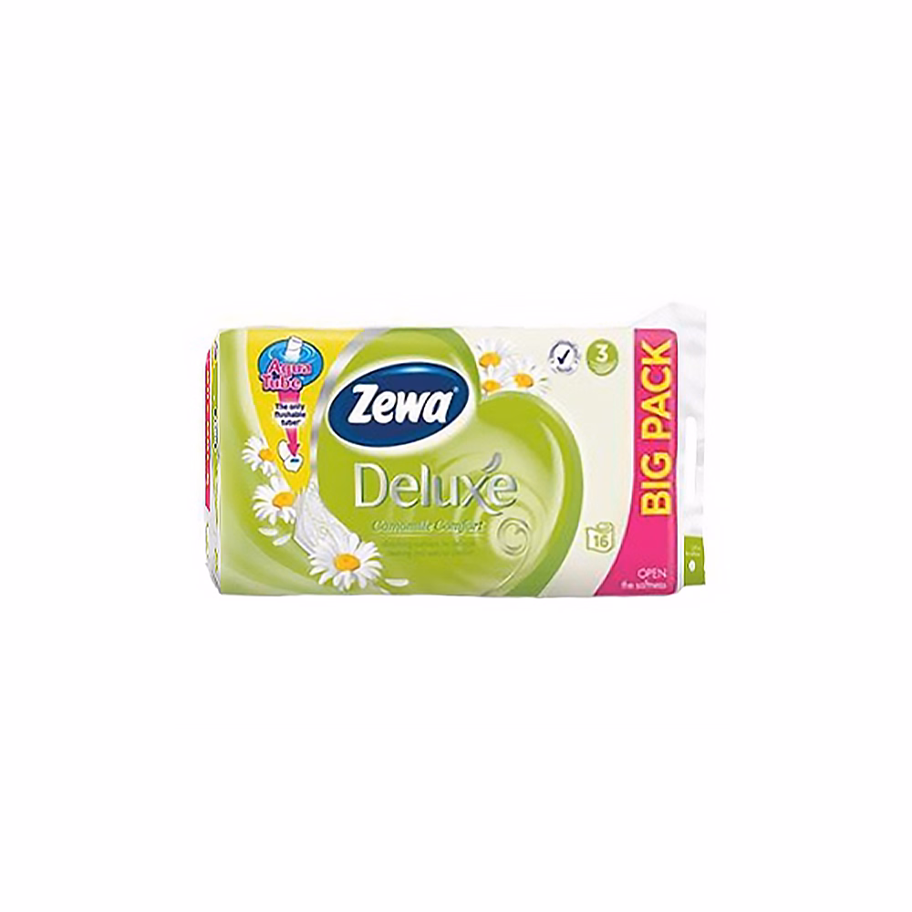 Toalettpapír ZEWA Deluxe 3 rétegű 16 tekercses Camomile Toalettpapír ZEWA Deluxe 3 rétegű 16 tekercses Camomile