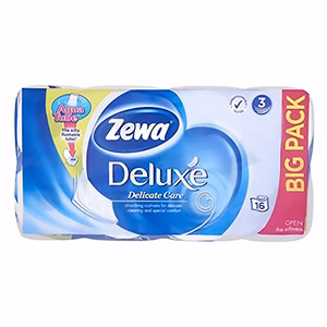 Toalettpapír ZEWA Deluxe 3 rétegű 16 tekercses Pure White Toalettpapír ZEWA Deluxe 3 rétegű 16 tekercses Pure White
