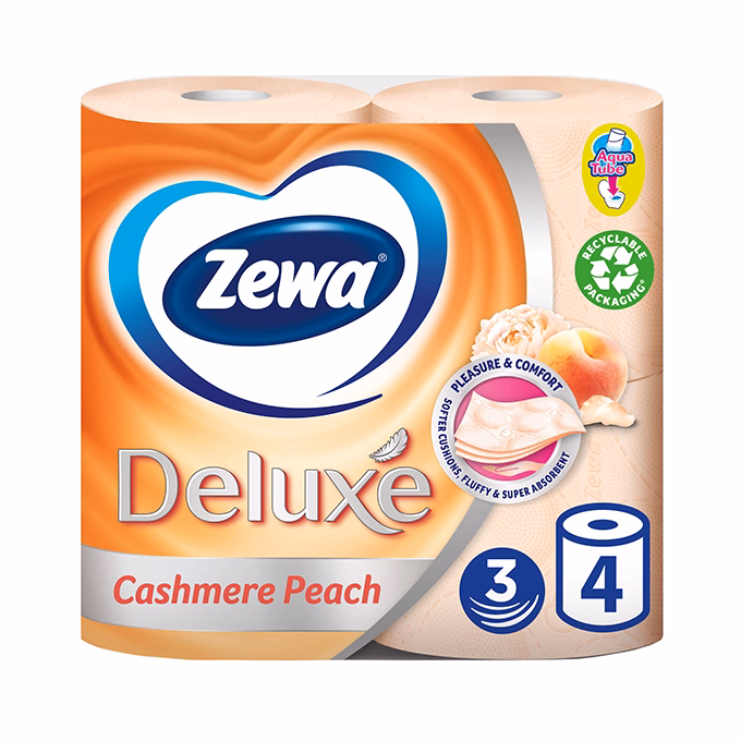 Toalettpapír ZEWA Deluxe Cashmere peach 3 rétegű 4 tekercses