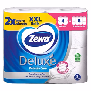 Toalettpapír ZEWA Deluxe 3 rétegű 4 tekercses Delicate Care