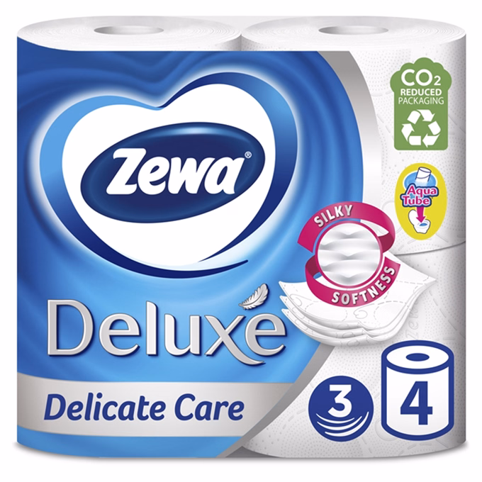 Toalettpapír ZEWA Deluxe 3 rétegű 4 tekercses Delicate Care