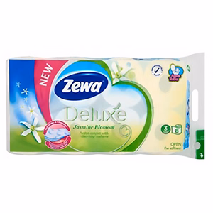 Toalettpapír ZEWA Deluxe 3 rétegű 8 tekercses Jasmine Toalettpapír ZEWA Deluxe 3 rétegű 8 tekercses Jasmine