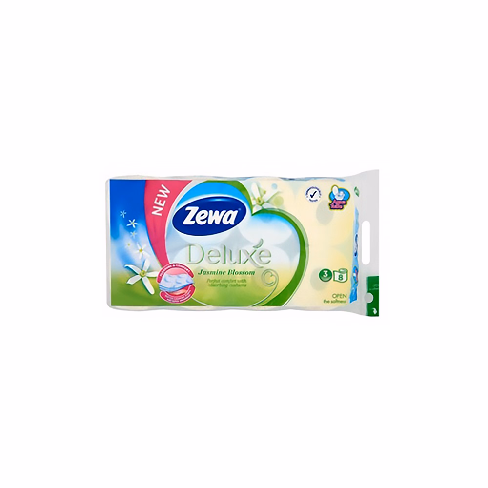 Toalettpapír ZEWA Deluxe 3 rétegű 8 tekercses Jasmine Toalettpapír ZEWA Deluxe 3 rétegű 8 tekercses Jasmine