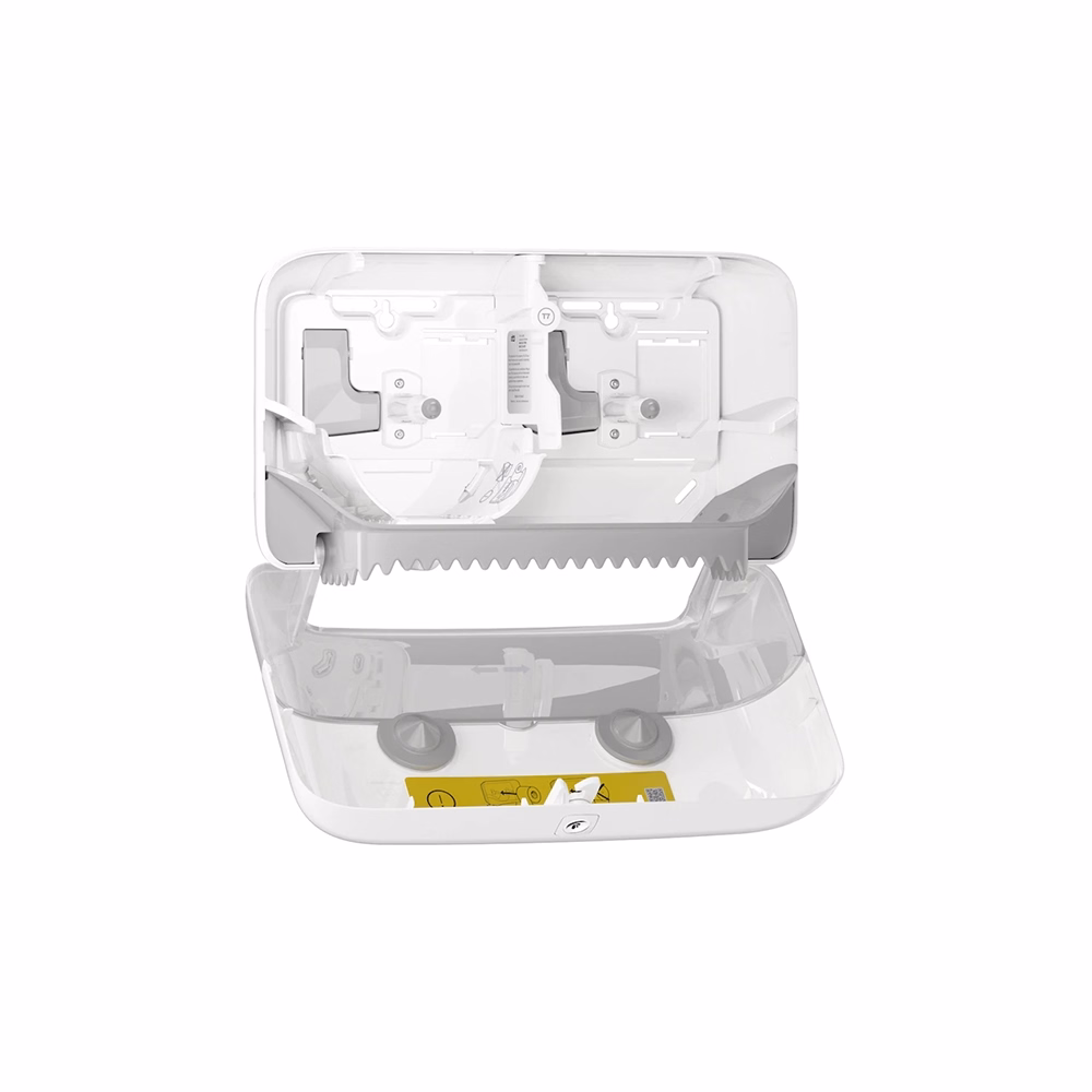 Toalettpapír adagoló tekercses TORK Mid-size duplatekercses belsőmag nélküli  T7 rendszer fehér