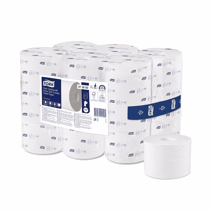 Toalettpapír belsőmag nélküli TORK Midi-size Extra Soft T7 3 rétegű fehér