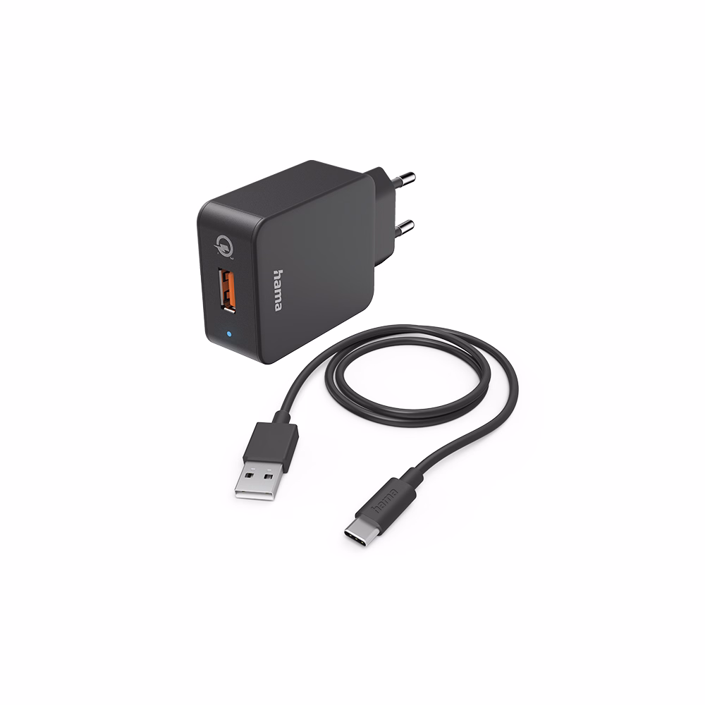 Töltő HAMA QC 3.0 USB-C 19,5W fekete