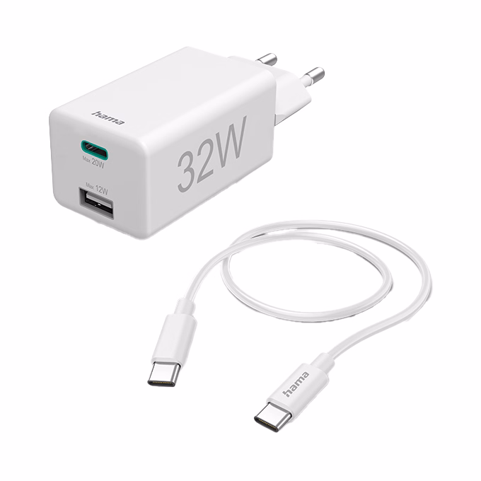 Töltő HAMA USB/USB-C 32W fehér