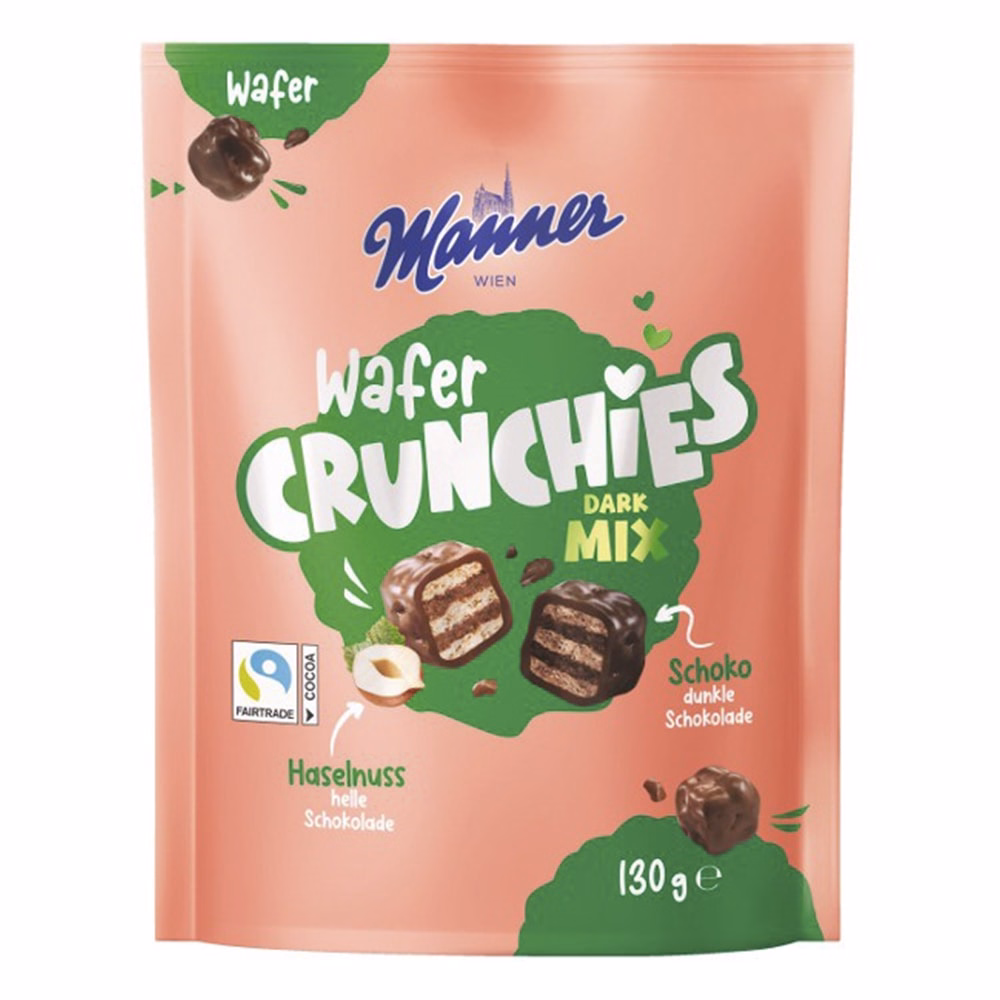 Töltött ostya MANNER Wafer Crunchies Dark Mix 130 g